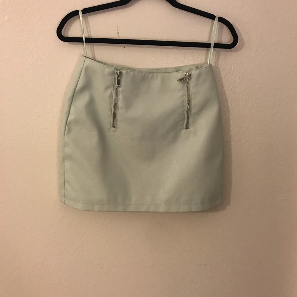 Mint Green Leather Skirt